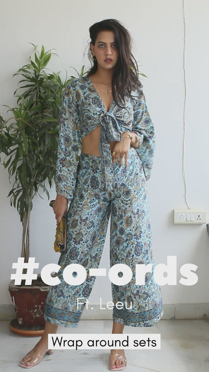 Wrap top and pants co-ord set